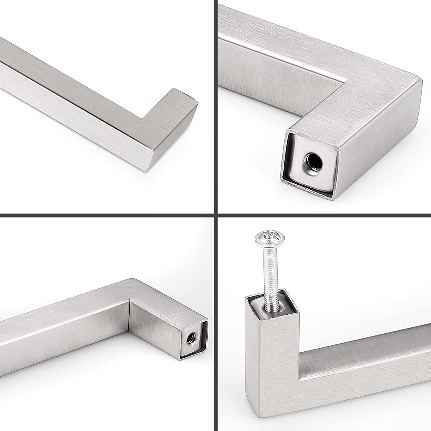 15 Pack Square Modern Stainless Steel Brushed Nickel Cabinet Handles Kitchen Cupboard Drawer Dresser Pulls Hardware， 12-3/5" (320Mm) Hole Centers