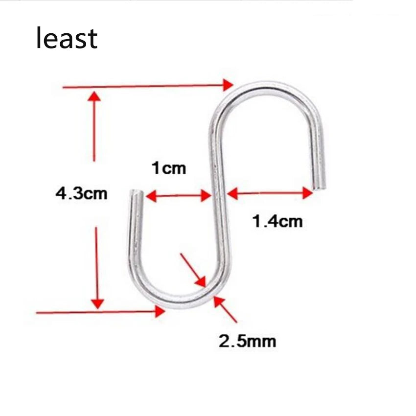 1Pc Stainless Steel Practical Hooks S Shape Kitchen Railing S Hanger Hook Clasp Holder Hooks for Hanging Clothes Handbag Hook