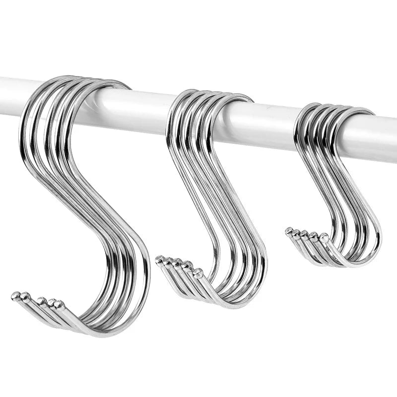 1Pc Stainless Steel Practical Hooks S Shape Kitchen Railing S Hanger Hook Clasp Holder Hooks for Hanging Clothes Handbag Hook