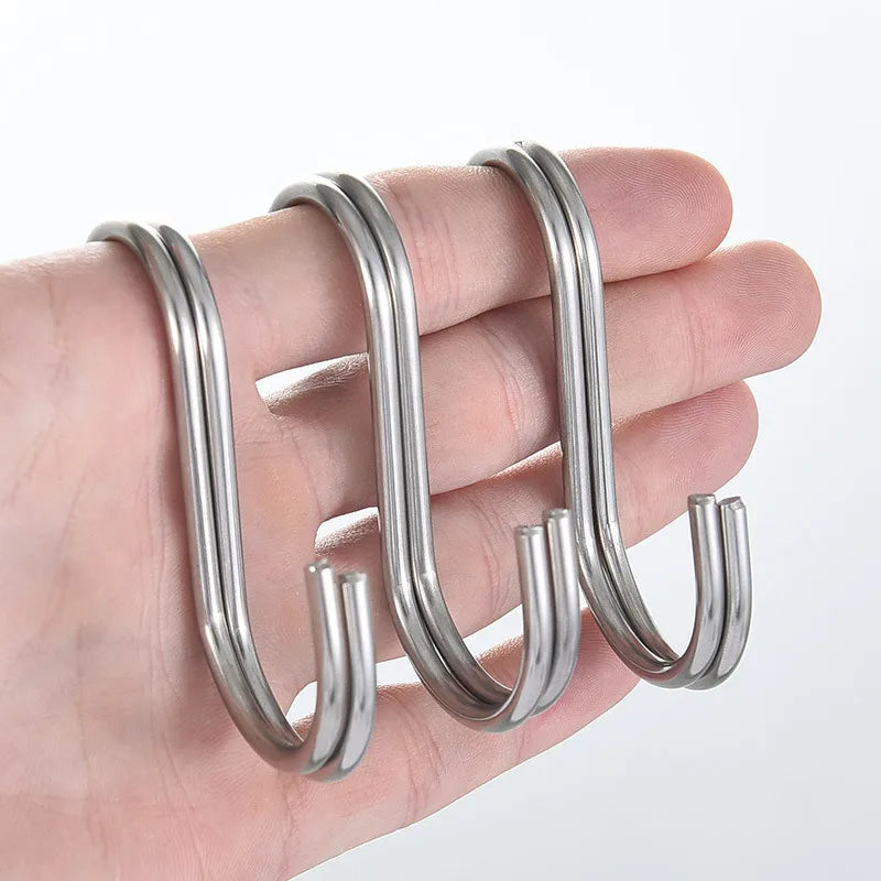 1Pc Stainless Steel Practical Hooks S Shape Kitchen Railing S Hanger Hook Clasp Holder Hooks for Hanging Clothes Handbag Hook
