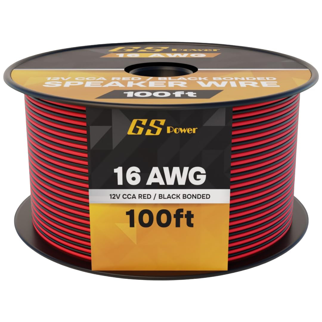 CCA 16 Gauge Wire Automotive 100Ft Red/100Ft Black Bonded, 16 AWG 12V Low Voltage, Speaker Electrical Wire Low Voltage Primary for Car Stereo Audio Trailer Harness Hookup Wiring LED DIY