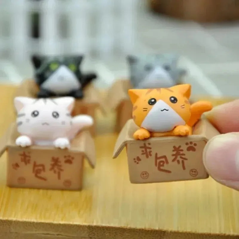 4Pcs Mini Cat Ornament Garden Kitten Statue Gift for Kids Children Baby Room Cute Kawaii Toy Miniature Figurines Home Decoration