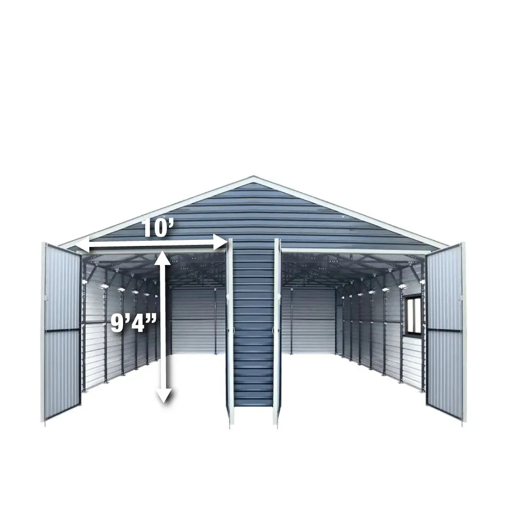 26’ X 40’ Metal Garage Shed, 9’ High Double Front Doors, 14’ Peak, 1040 Sq-Ft TMG-MS2640