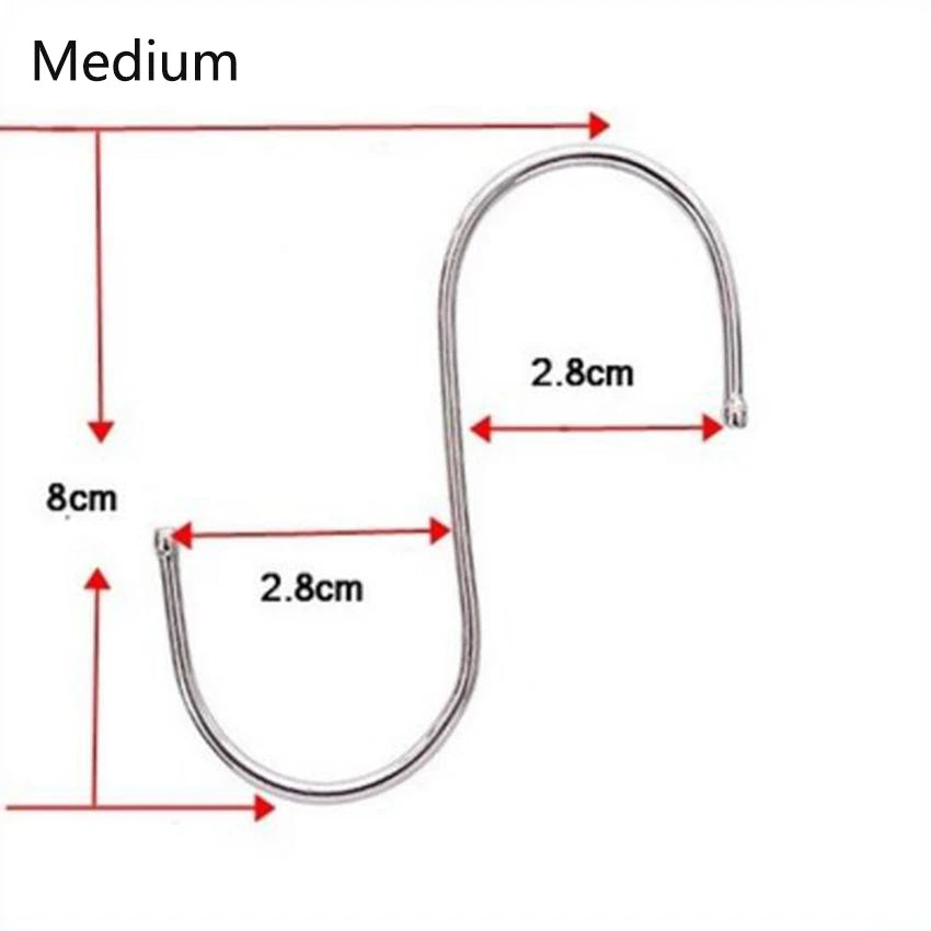 1Pc Stainless Steel Practical Hooks S Shape Kitchen Railing S Hanger Hook Clasp Holder Hooks for Hanging Clothes Handbag Hook