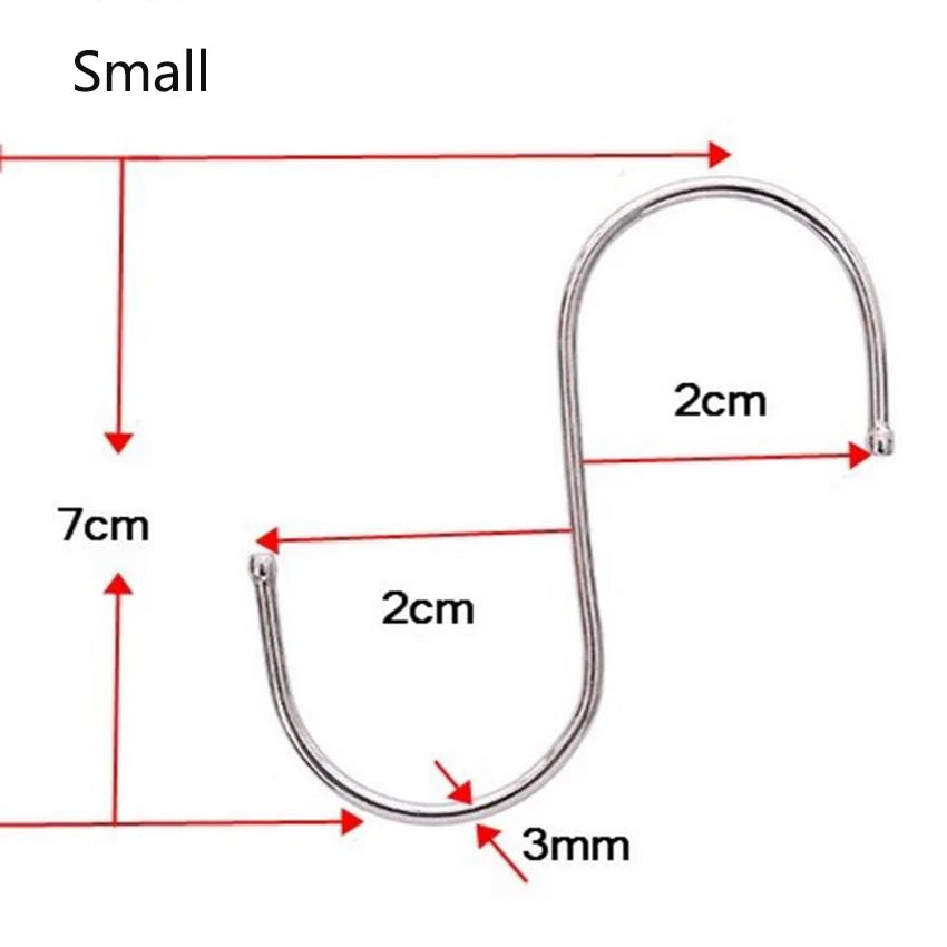 1Pc Stainless Steel Practical Hooks S Shape Kitchen Railing S Hanger Hook Clasp Holder Hooks for Hanging Clothes Handbag Hook