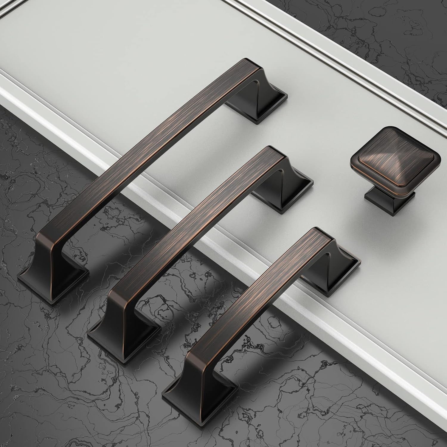 10 Pack Kitchen Cabinet Handles Oil Rubbed Bronze Cabinet Pulls 3 Inch(76Mm) Hole Center Cabinet Hardware for Bathroom Drawer Pulls Dresser Pulls AM0002