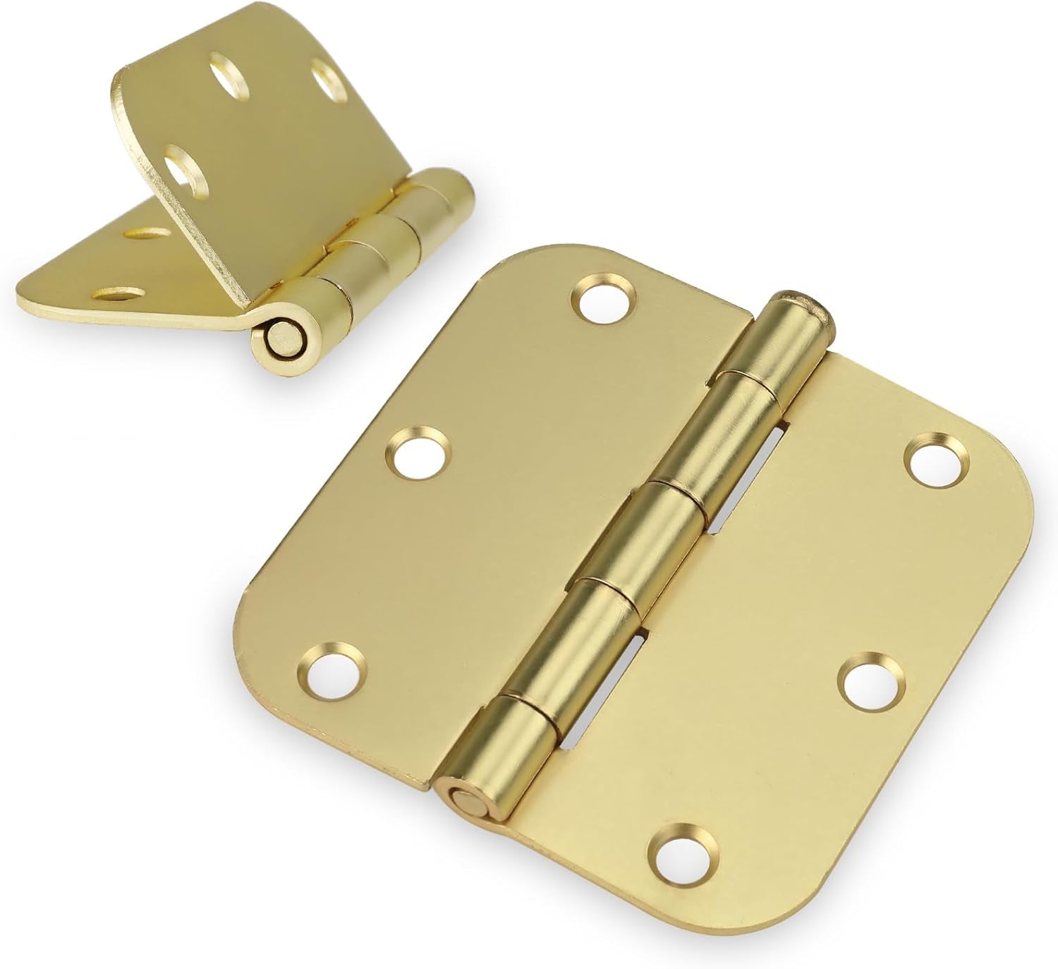 48 Pack Satin Brass Door Hinges 3.5 Inch Bifold Brushed Gold Interior Door Hinges with 5/8'' Radius Corner Removable Pin