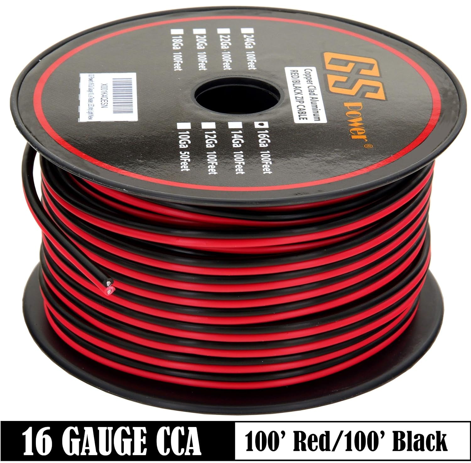 CCA 16 Gauge Wire Automotive 100Ft Red/100Ft Black Bonded, 16 AWG 12V Low Voltage, Speaker Electrical Wire Low Voltage Primary for Car Stereo Audio Trailer Harness Hookup Wiring LED DIY