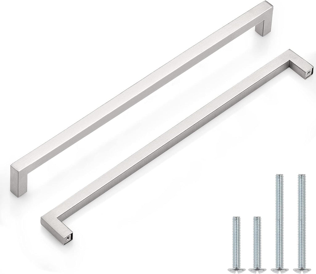 15 Pack Square Modern Stainless Steel Brushed Nickel Cabinet Handles Kitchen Cupboard Drawer Dresser Pulls Hardware， 12-3/5" (320Mm) Hole Centers