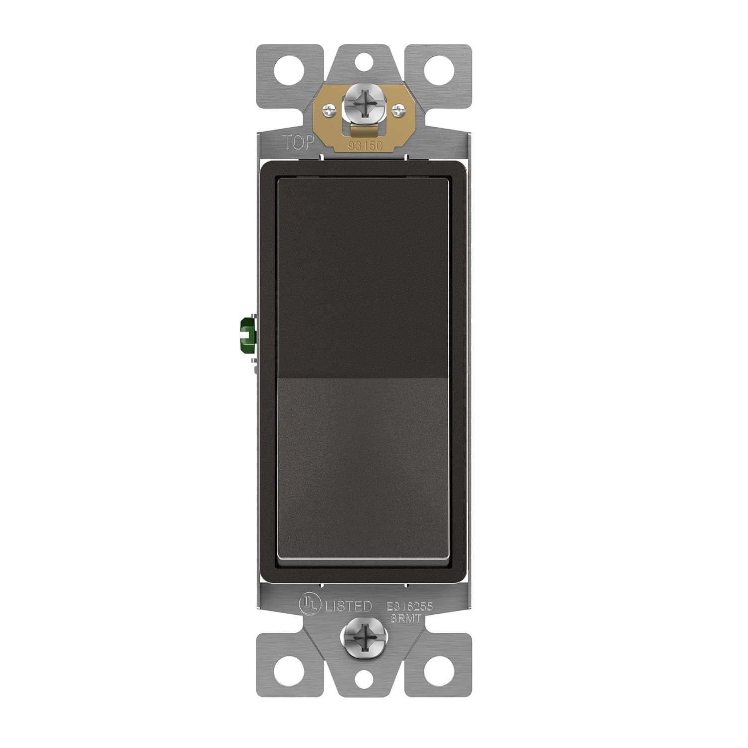 3-Way Decorator Paddle Light Switch, Gloss Finish, Single Pole or Three Way, 3 Wire, Grounding Screw, Residential Grade, 15A 120V/277V, UL Listed, 93150-DB, Dark Bronze